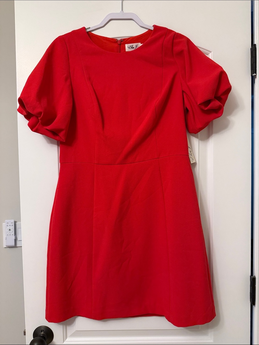 Eliza J Red Mini Dress with Puff Sleeves